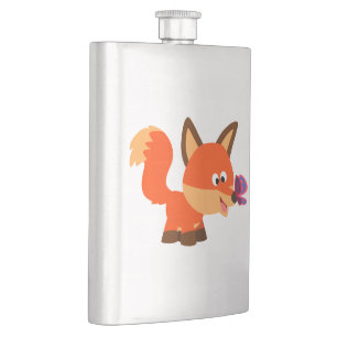 Flasque Cute Cartoon Fox Et Papillon Hip Flask
