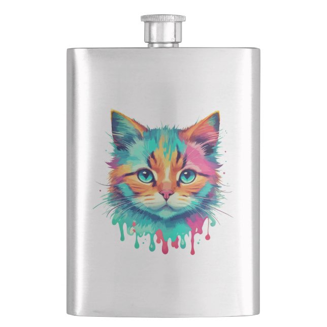Flasque Cute Cat Face Multicolore Design-89059 (devant)