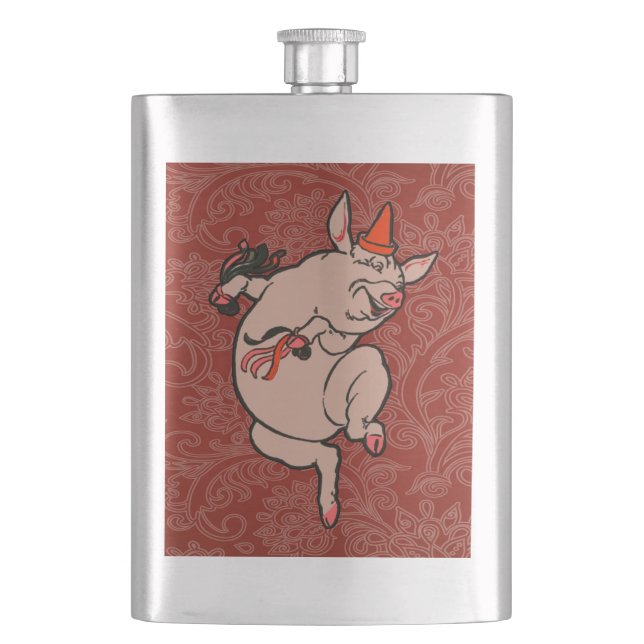 Flasque Dancing Pig Antique Cute Danseuse (devant)