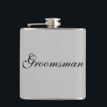 Flasque de garçon d'honneur<br><div class="desc">La flasque pour le garçon d'honneur est présentée dans une couleur grise avec du texte noir. 
Personnalisez cet article ou achetez-le tel quel.</div>