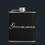 Flasque de garçon d'honneur<br><div class="desc">Le flasque pour le garçon d'honneur est présenté en noir et blanc. 
Personnalisez cet article ou achetez tel quel.</div>