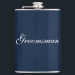 Flasque de garçon d'honneur<br><div class="desc">La flasque pour le garçon d'honneur est présentée en bleu marine et blanc. 
Personnalisez cet article ou achetez-le tel quel.</div>