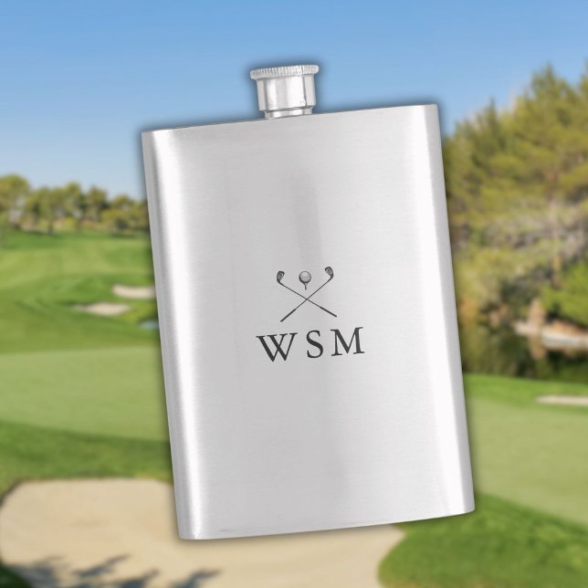 Flasque de golf personnalisée avec monogramme mode (Modern Personalized Monogram Golf Clubs Flask)