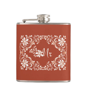 Flasque de mariage romantique rouge rouille shabby