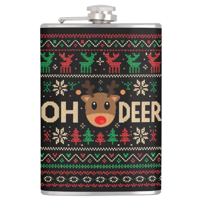 Flasque de pull de Noël moche Oh Cerf (Devant)