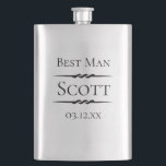 Flasque Deco antique personnalisé<br><div class="desc">Les accents décoratifs antiques ont personnalisé le flacon de noce. Cadeau parfait pour le meilleur homme et Groomsman. Texte et style de police de personnaliser.</div>