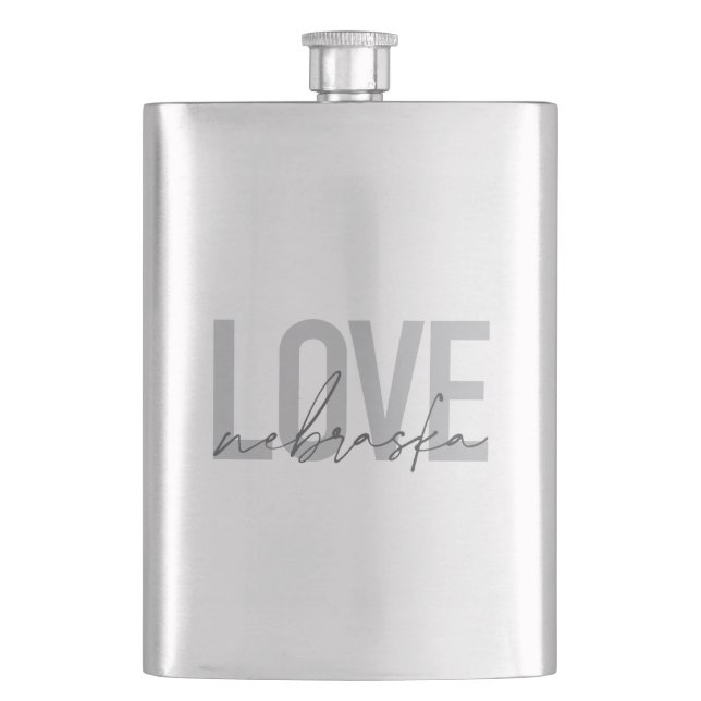 Flasque Design moderne urbain, simple, cool, Love Nebraska (devant)