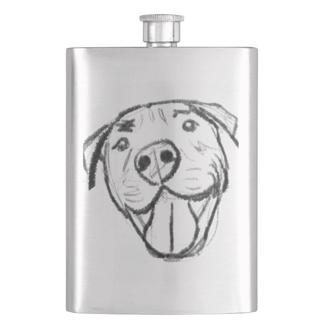 Flasque dessin pitbull simple amoureux des chiens noir bla (devant)