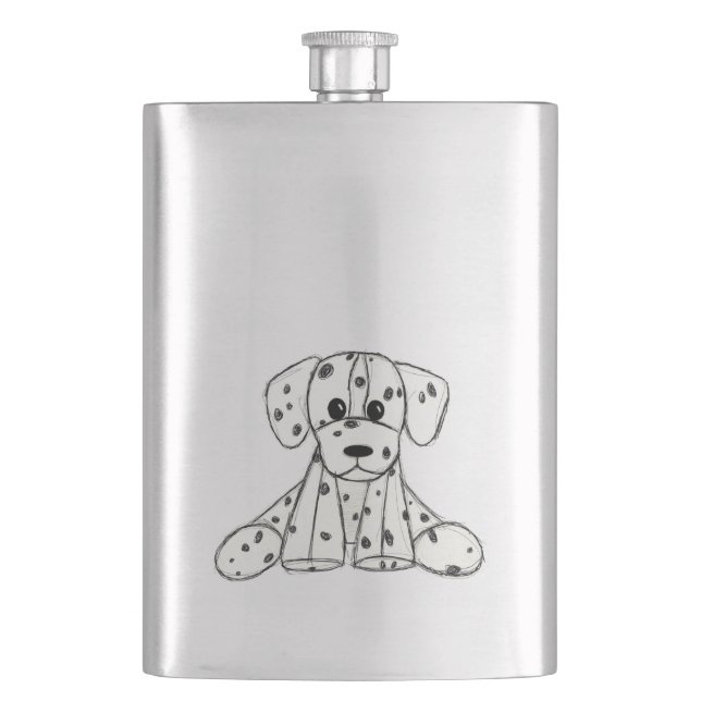Flasque Dessin simple de contour de chien en peluche dalma (devant)