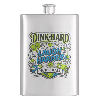 Flasque Dink Hard Rire Plus Fort Typographie de Pickleball