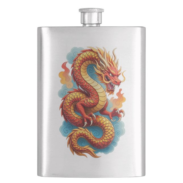 Flasque Dragon Rouge Chinois Illustration Fougueuse-67561 (devant)