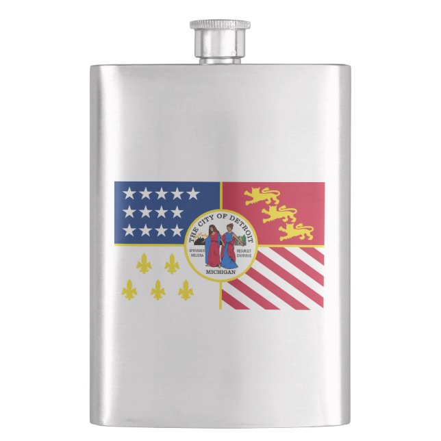 Flasque Drapeau de Detroit, Michigan Hip Flask (devant)