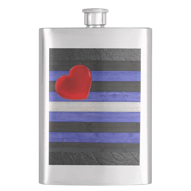 Flasque Drapeau de fierté en cuir SlipperyJoe's noir bleu  (devant)