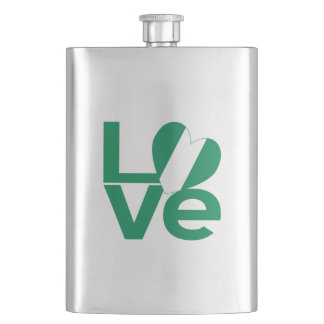 Flasque Drapeau nigérian en forme de cœur LOVE vert