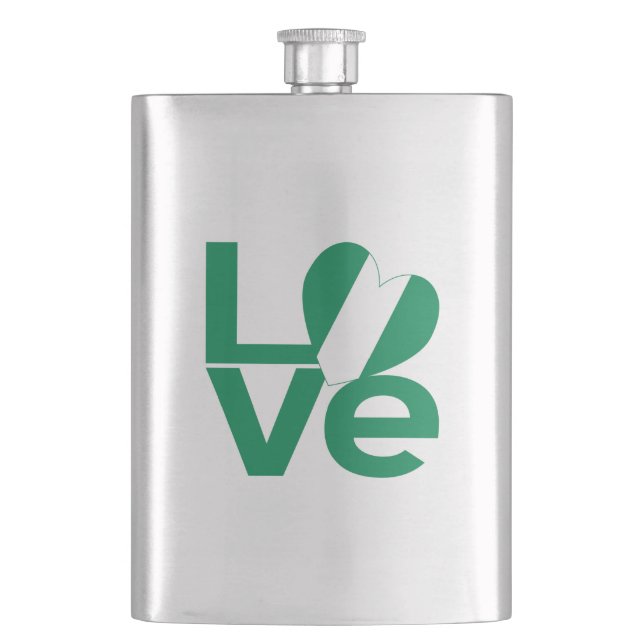 Flasque Drapeau nigérian en forme de cœur LOVE vert  (devant)