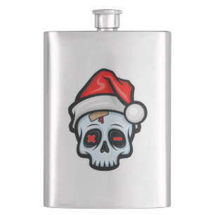 Flasque Drôle crâne de Noël, style de dessin