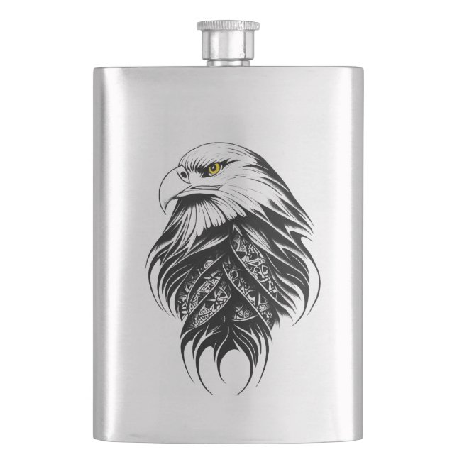 Flasque Eagle Wild Animal Nature Illustration Art tatouage (devant)