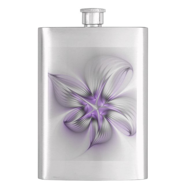 Flasque Élégance florale Art fractal violet abstrait moder (devant)