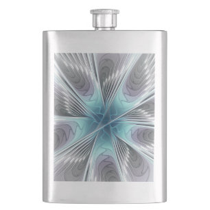 Flasque Elégance Moderne Bleu Gris Blanc Fractage Art Flow