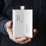 Flasque Élégante Masculine Monogramme Groomsmen Bouche Cad<br><div class="desc">Ce simple flacon de toiletteur personnalisé comprend le nom du toiletteur, le monogramme et la date du mariage. Vous pouvez facilement changer les couleurs de l'arrière - plan et des polices pour correspondre à votre événement si vous le souhaitez. Aussi grand pour un meilleur homme, père de la mariée et...</div>