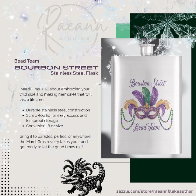 Flasque en acier inoxydable Mardi Gras Design Clas (Créateur téléchargé)