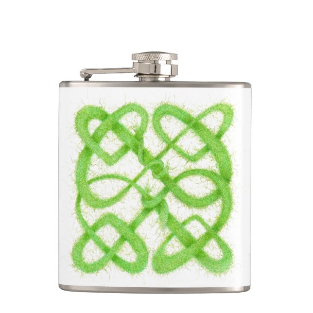 Flasque enveloppée de vinyle GREEN CELTIC KNOT (Devant)
