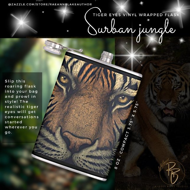 Flasque enveloppée de vinyle Urban Jungle Tiger Ey (Créateur téléchargé)