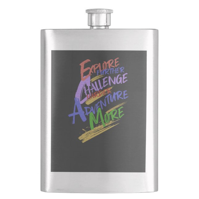 Flasque Explorez Challenge Adventure Citation Motivation (devant)
