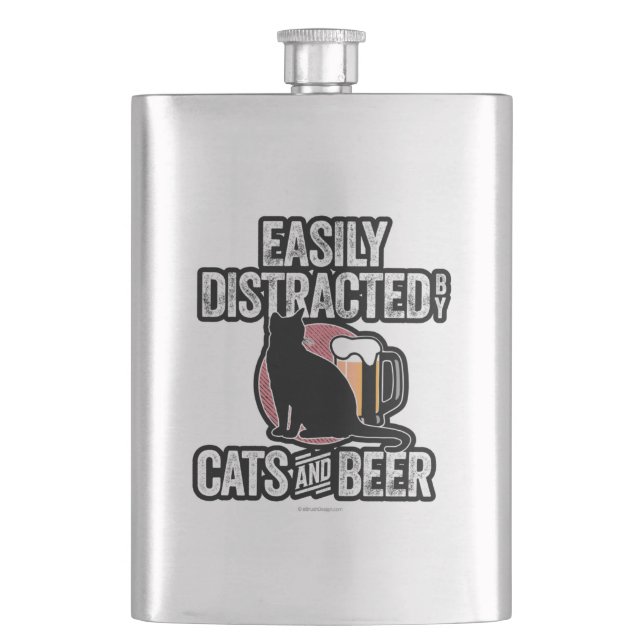 Flasque Facilement distrait par les chats et la bière (devant)