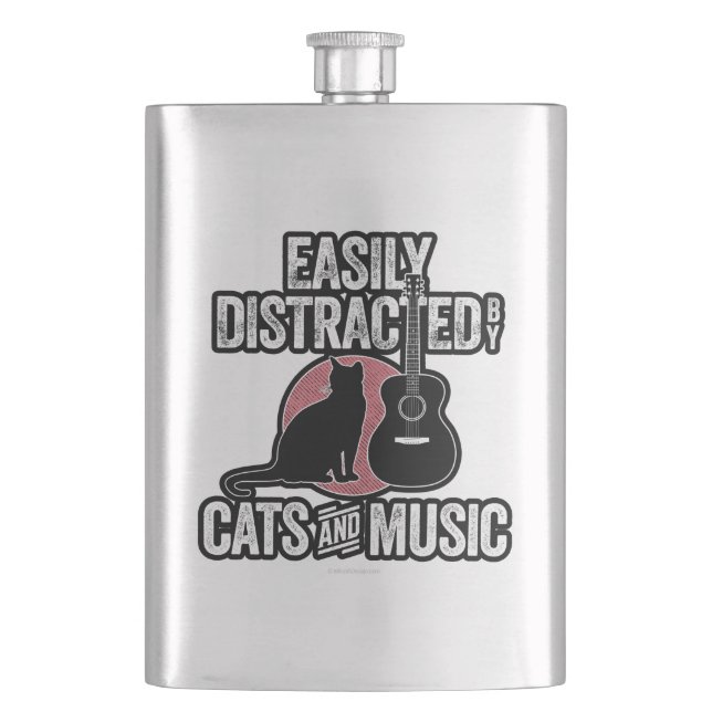 Flasque Facilement distrait par les chats et la musique (devant)