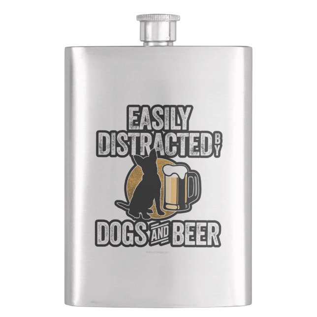 Flasque Facilement distrait par les chiens et la bière (devant)