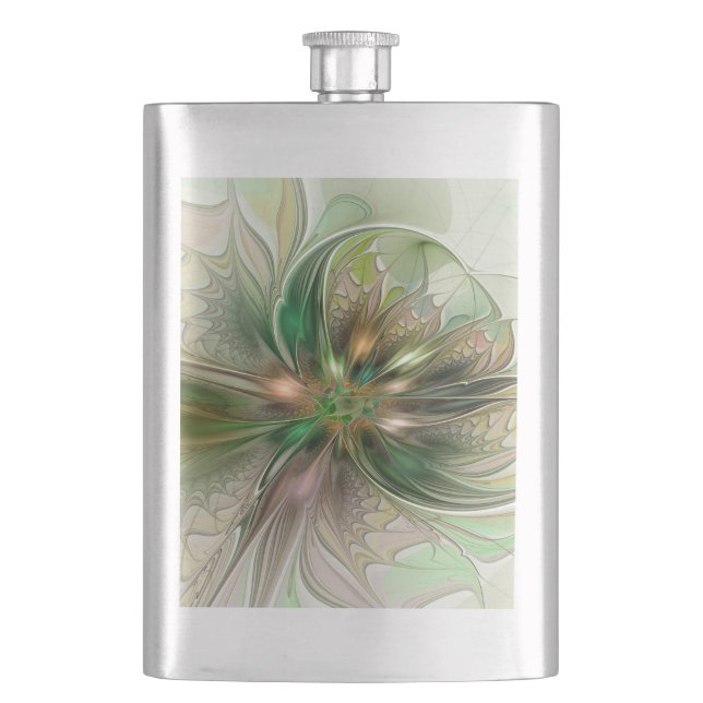 Flasque Fantaisie Abstraite Moderne Fleur Fractale Colorée (devant)