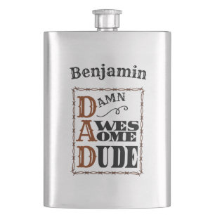 Flasque Fantastique Dude Western Thème Personnalisé Nom Fl