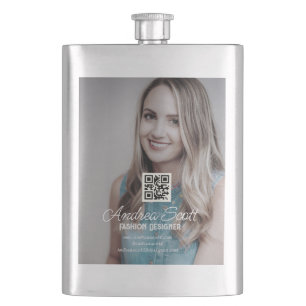Flasque Femme patronne d'entreprise ajouter photo nom q r