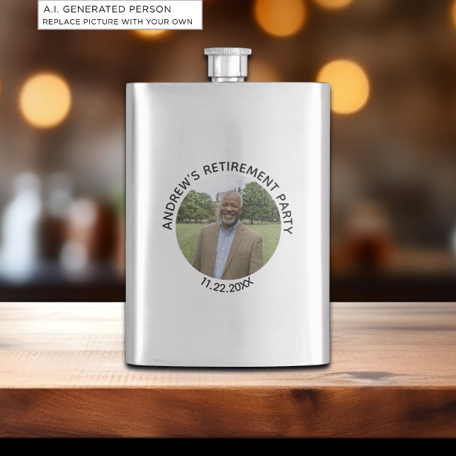 Flasque Fête de retraite élégante avec photo spéciale (Créateur téléchargé)
