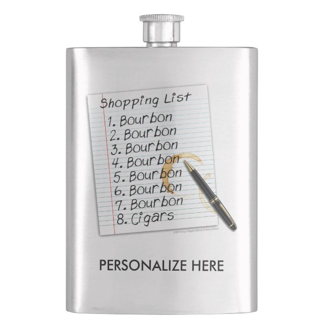 FLASQUE FLASK INOXYDABLE - BOURBON LOVERS LA LISTE DES SHO (devant)