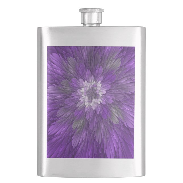 Flasque Fleur abstraite violette psychédélique Art fractal (devant)
