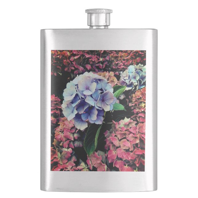 Flasque Fleur bleue et rose (devant)