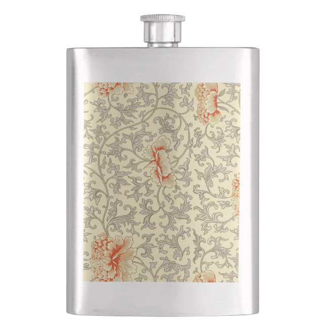 Flasque Fleur botanique florale grise rose vintage (devant)