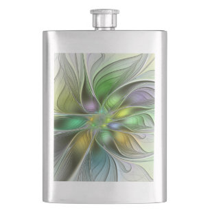 Flasque Fleur de Fantaisie Abstraite Moderne Fractale Colo