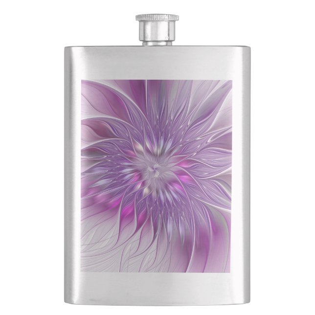 Flasque Fleur violette rose Passion Abstrait Art fractal (devant)