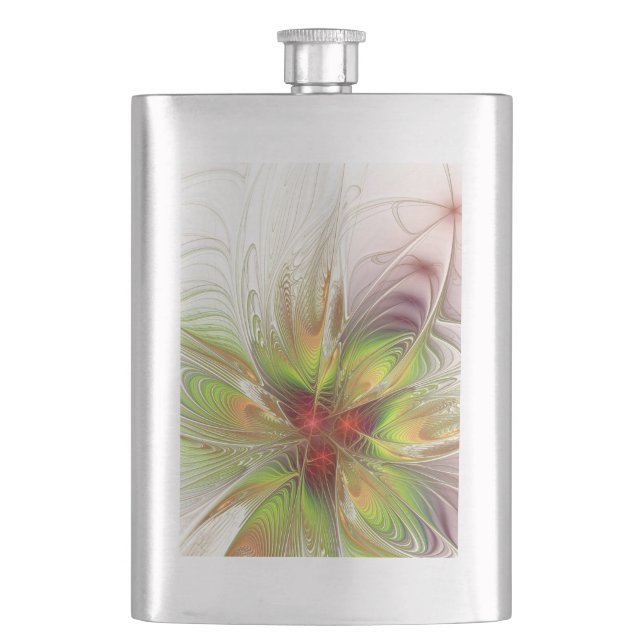 Flasque Fleurs fractales de fantaisie douces et tendres (devant)