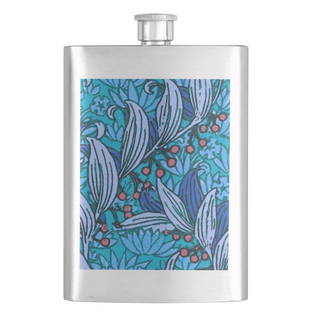 Flasque Floral bleu ancien Boho moderne (devant)