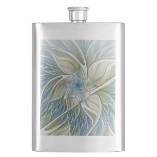 Flasque Floral Dream Motif Abstrait Blue Khaki Fractal
