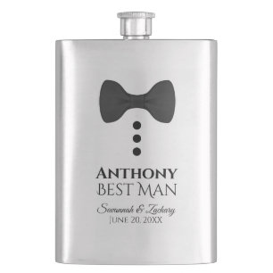 Flasque Fun Black Cravate Tuxedo Best Man Silver Flask