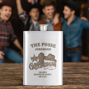 Flasque Garçon d'honneur Posse de Cowboy Rustique Enterrem