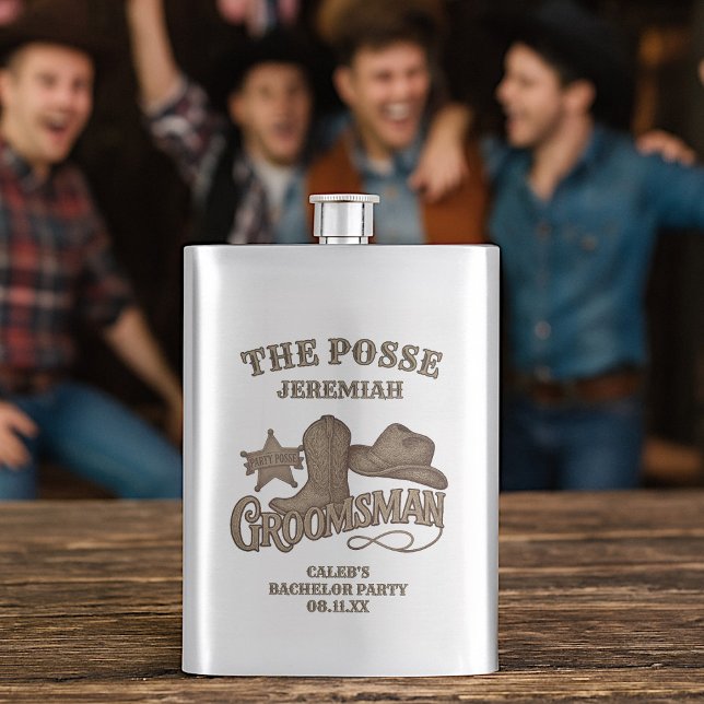 Flasque Garçon d'honneur Posse de Cowboy Rustique Enterrem (Créateur téléchargé)