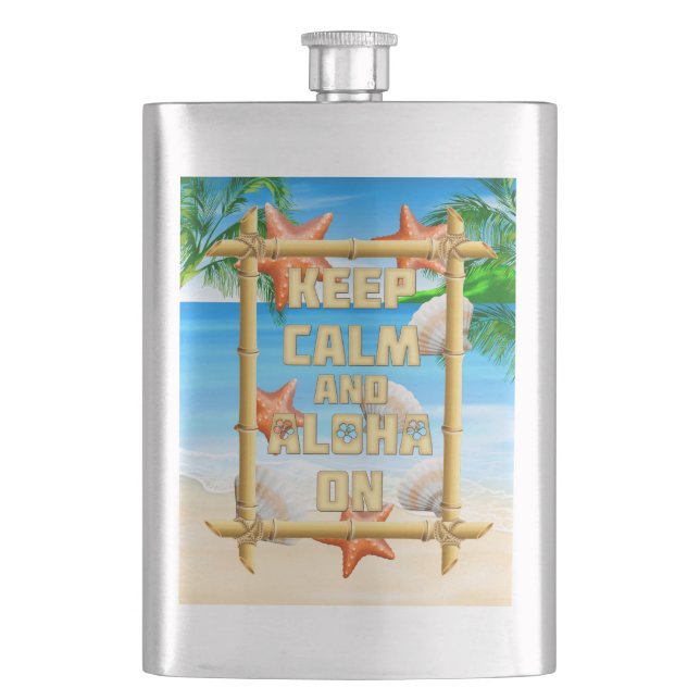 Flasque Gardez le calme et Aloha dessus (devant)
