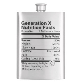 Flasque Génération X | Nutrition Amusante Faits Sarcasme N