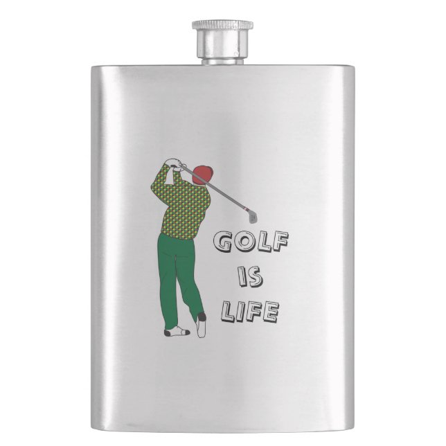Flasque GOLF is LIFE, Golfer, Club, Golf Quote (devant)